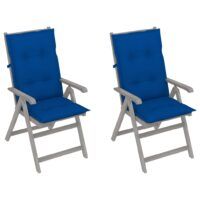 Rozkładane krzesła ogrodowe z poduszkami, 2 szt., lita akacja