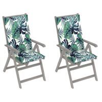 Rozkładane krzesła ogrodowe z poduszkami, 2 szt., lita akacja