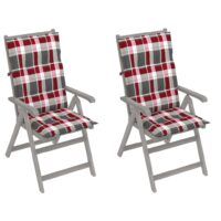 Rozkładane krzesła ogrodowe z poduszkami, 2 szt., lita akacja