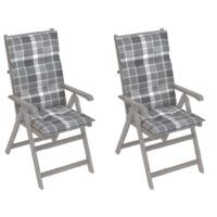 Rozkładane krzesła ogrodowe z poduszkami, 2 szt., lita akacja