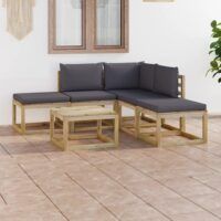 6-cz. ogrodowy zestaw wypoczynkowy z antracytowymi poduszkami