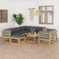 10-cz. zestaw wypoczynkowy do ogrodu, z poduszkami, drewniany