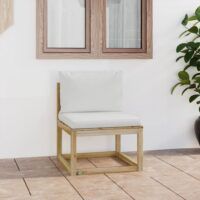 Ogrodowa sofa środkowa z poduszkami, impregnowana sosna