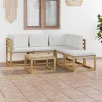 6-cz. zestaw wypoczynkowy do ogrodu, z kremowymi poduszkami