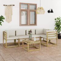 6-cz. zestaw wypoczynkowy z poduszkami, impregnowana sosna