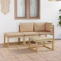 4-cz. zestaw wypoczynkowy do ogrodu, z beżowymi poduszkami