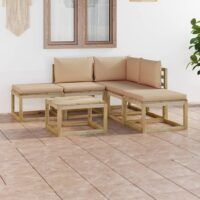 6-cz. zestaw wypoczynkowy do ogrodu, z beżowymi poduszkami