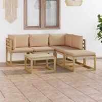 6-cz. zestaw wypoczynkowy do ogrodu, z beżowymi poduszkami