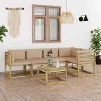 6-cz. zestaw wypoczynkowy z poduszkami, impregnowana sosna