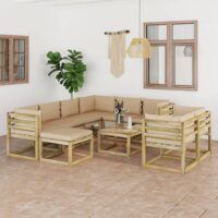 10-cz. zestaw wypoczynkowy do ogrodu, z poduszkami, drewniany