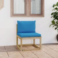 Środkowy moduł sofy ogrodowej z poduszkami, impregnowane drewno