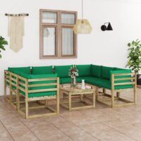 9-cz. zestaw wypoczynkowy do ogrodu, z poduszkami, drewniany