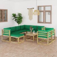 10-cz. zestaw wypoczynkowy do ogrodu, z poduszkami, drewniany