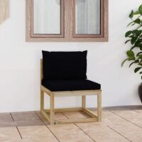 Ogrodowa sofa środkowa z poduszkami, impregnowana sosna