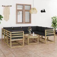 9-cz. zestaw wypoczynkowy do ogrodu, z poduszkami, drewniany