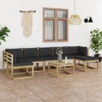 8-cz. zestaw wypoczynkowy do ogrodu, z poduszkami, drewniany