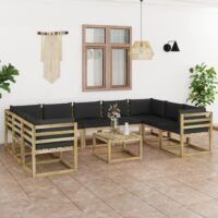 10-cz. zestaw wypoczynkowy do ogrodu, z poduszkami, drewniany