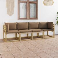 Ogrodowa sofa 4-os. z poduszkami w kolorze taupe