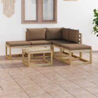 6-cz. zestaw wypoczynkowy do ogrodu, z poduszkami taupe