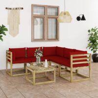 6-cz. zestaw wypoczynkowy do ogrodu z poduszkami w kolorze wina