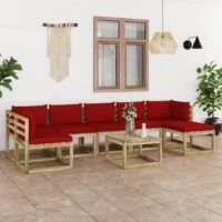 8-cz. zestaw wypoczynkowy do ogrodu, z poduszkami, drewniany