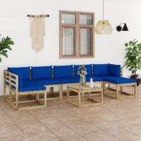 8-cz. zestaw wypoczynkowy do ogrodu, z poduszkami, drewniany