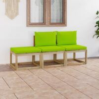 3-cz. zestaw wypoczynkowy do ogrodu, jasnozielone poduszki