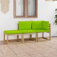 3-cz. zestaw wypoczynkowy do ogrodu, jasnozielone poduszki