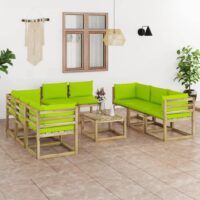 9-cz. zestaw wypoczynkowy do ogrodu, z poduszkami, drewniany