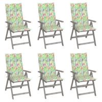 Rozkładane krzesła ogrodowe z poduszkami, 6 szt., lita akacja