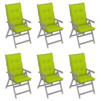 Rozkładane krzesła ogrodowe z poduszkami, 6 szt., lita akacja