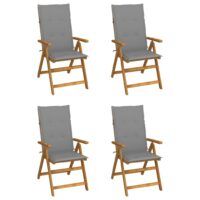 Rozkładane krzesła ogrodowe z poduszkami, 4 szt., lita akacja