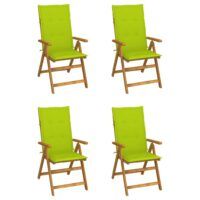 Rozkładane krzesła ogrodowe z poduszkami, 4 szt., lita akacja
