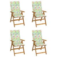 Rozkładane krzesła ogrodowe z poduszkami, 4 szt., lita akacja