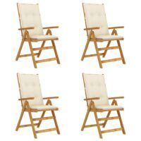 Rozkładane krzesła ogrodowe z poduszkami, 4 szt., lita akacja