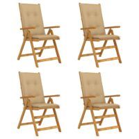 Rozkładane krzesła ogrodowe z poduszkami, 4 szt., lita akacja