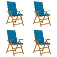 Rozkładane krzesła ogrodowe z poduszkami, 4 szt., lita akacja