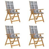 Rozkładane krzesła ogrodowe z poduszkami, 4 szt., lita akacja