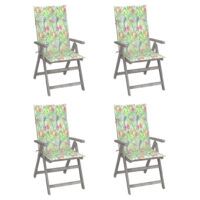 Rozkładane krzesła ogrodowe z poduszkami, 4 szt., lita akacja