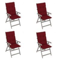Rozkładane krzesła ogrodowe z poduszkami, 4 szt., lita akacja