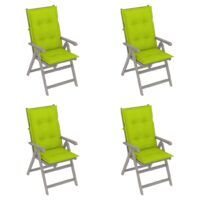 Rozkładane krzesła ogrodowe z poduszkami, 4 szt., lita akacja