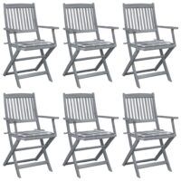 Składane krzesła ogrodowe, 6 szt., z poduszkami, akacjowe