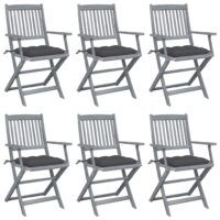 Składane krzesła ogrodowe, 6 szt., z poduszkami, akacjowe