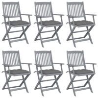 Składane krzesła ogrodowe, 6 szt., z poduszkami, akacjowe