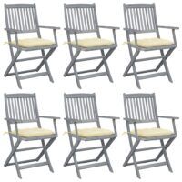 Składane krzesła ogrodowe, 6 szt., z poduszkami, akacjowe