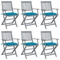 Składane krzesła ogrodowe, 6 szt., z poduszkami, akacjowe