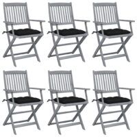 Składane krzesła ogrodowe, 6 szt., z poduszkami, akacjowe