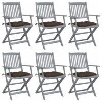 Składane krzesła ogrodowe, 6 szt., z poduszkami, akacjowe