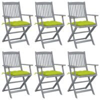 Składane krzesła ogrodowe, 6 szt., z poduszkami, akacjowe