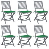 Składane krzesła ogrodowe, 6 szt., poduszki, drewno akacjowe